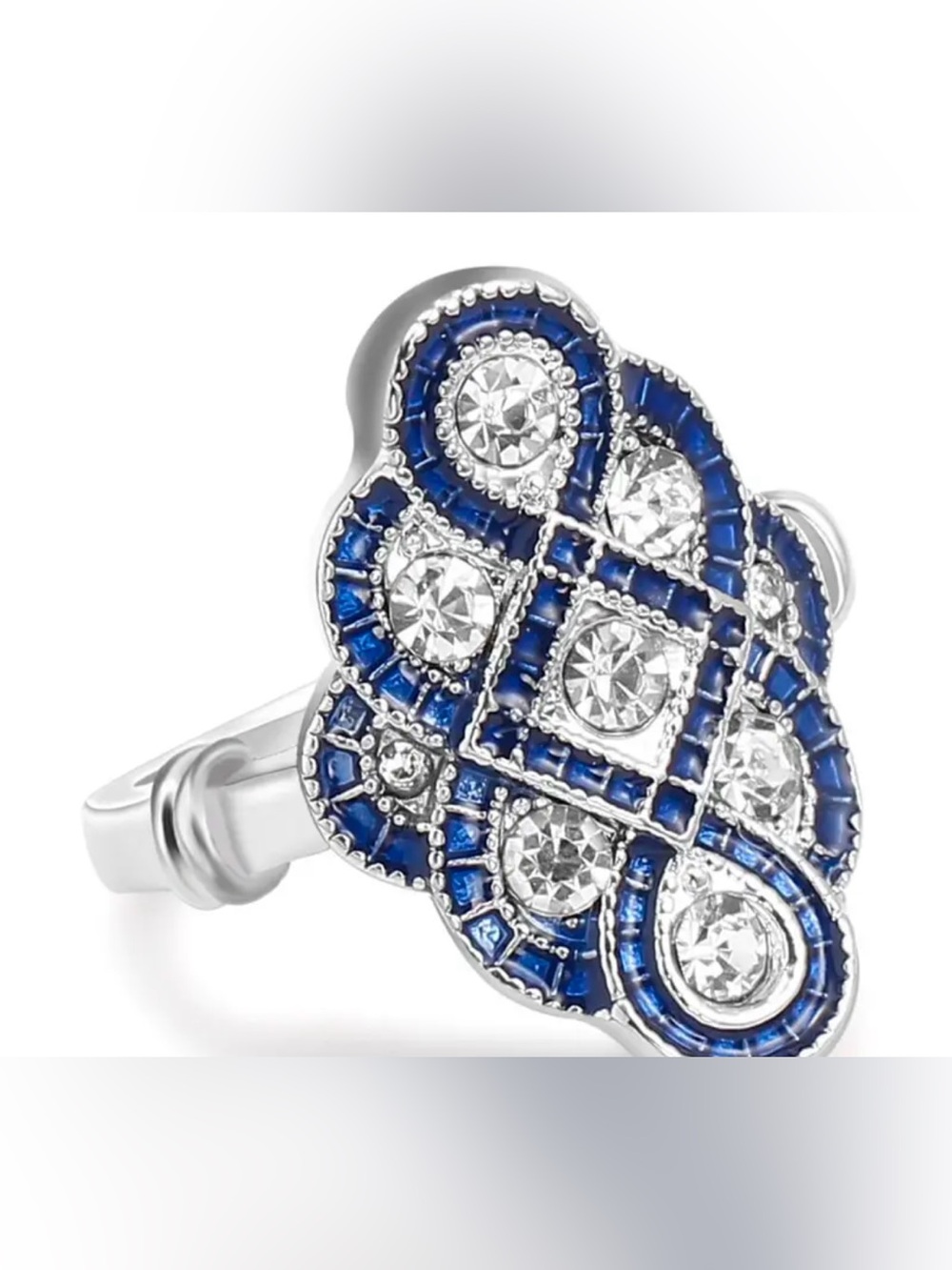 Sterling Silver Blue Crystal Statement Ring